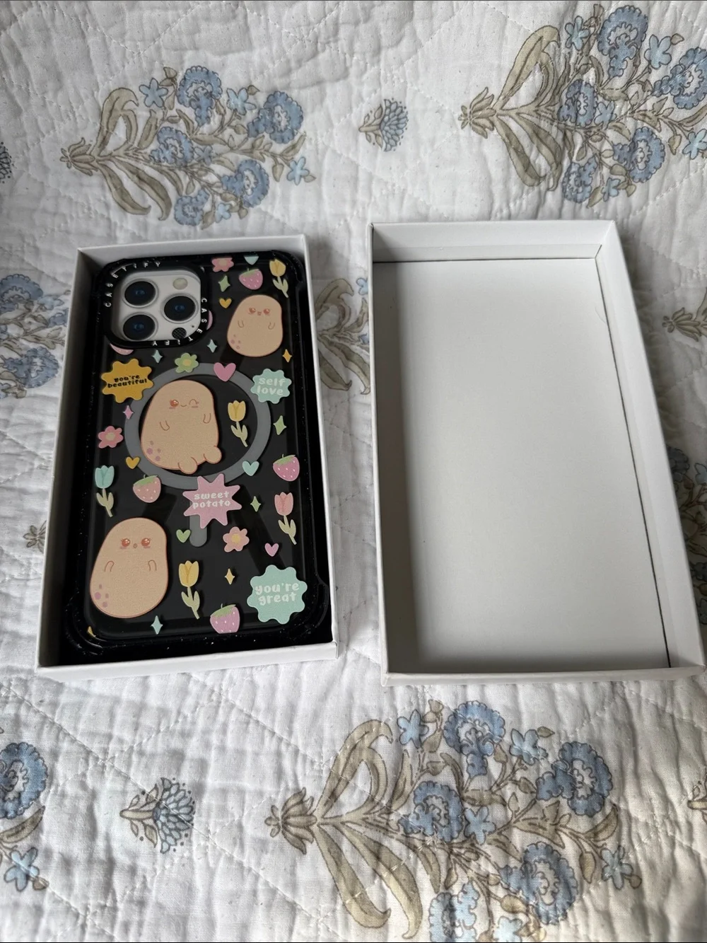 Casetify Black Cute Potato Floral Phone Case